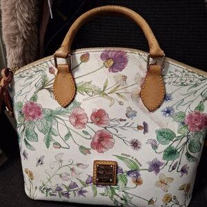 Dooney & Bourke White and Pink Floral Dome Bag